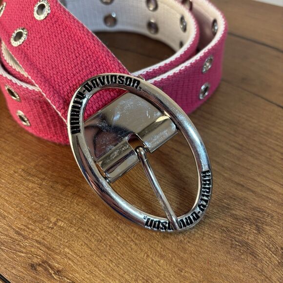 VTG Harley Davidson Pink Grommet Grunge Y2K Belt Womens - Picture 3 of 8